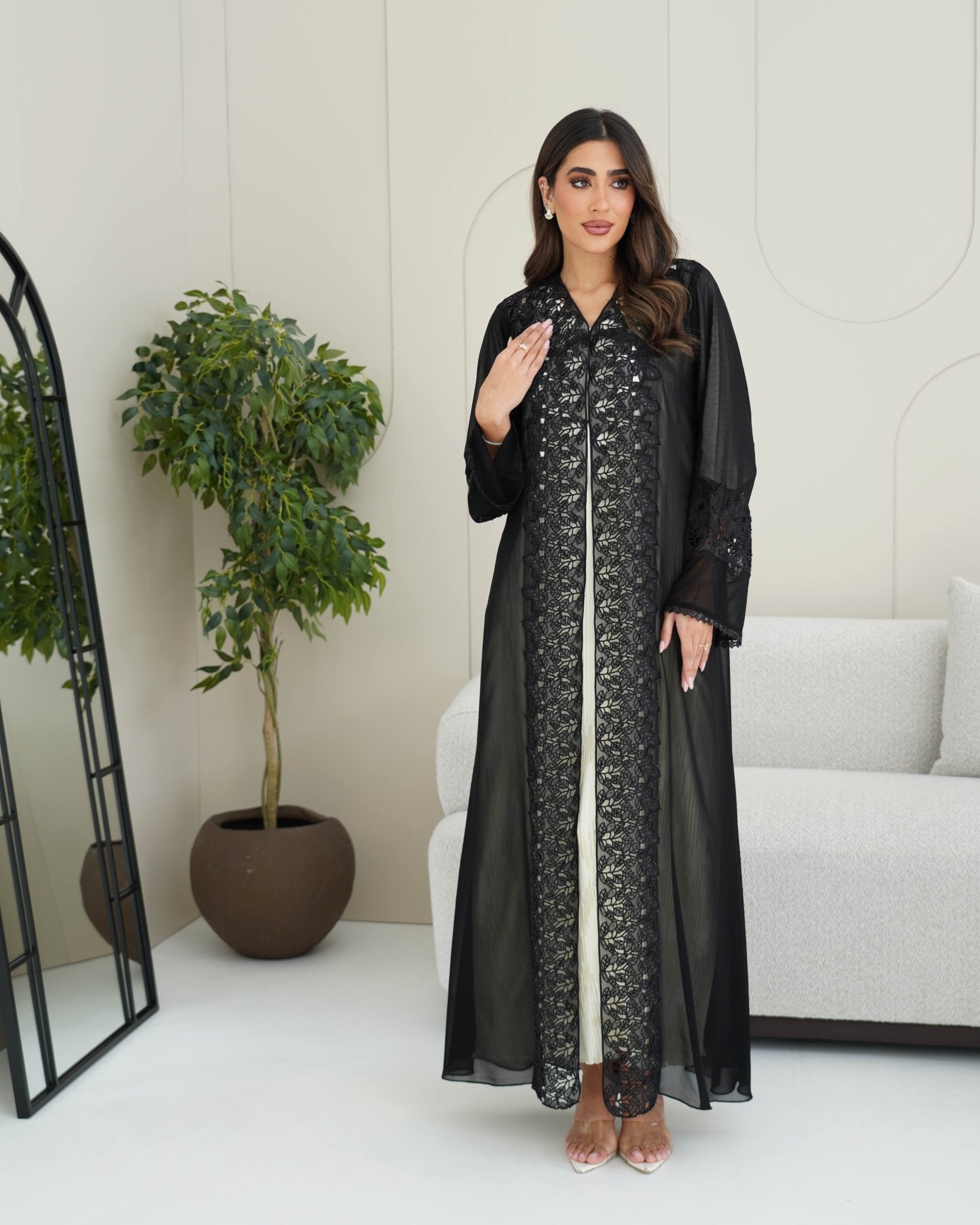 R249 Black Dantel Abaya For Eid Collection Abaya for Women UAE – Abaya – Rutba Fashion Abaya