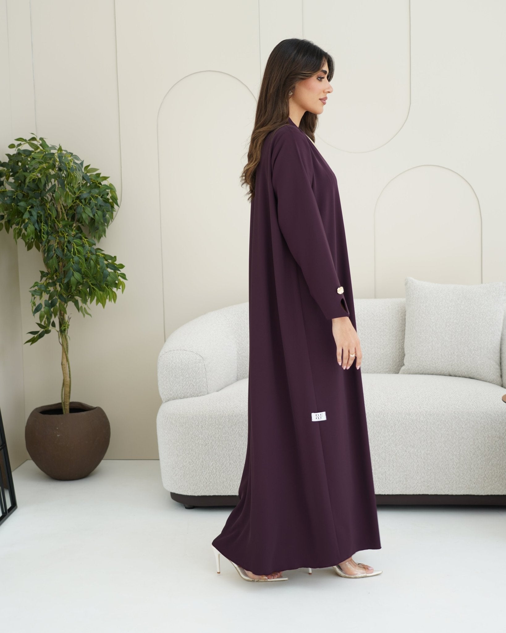 R251 Purple and beige Abaya set Abaya for Women UAE – Abaya – Rutba Fashion Abaya