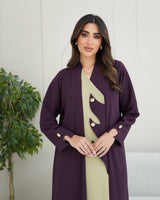R251 Purple and beige Abaya set