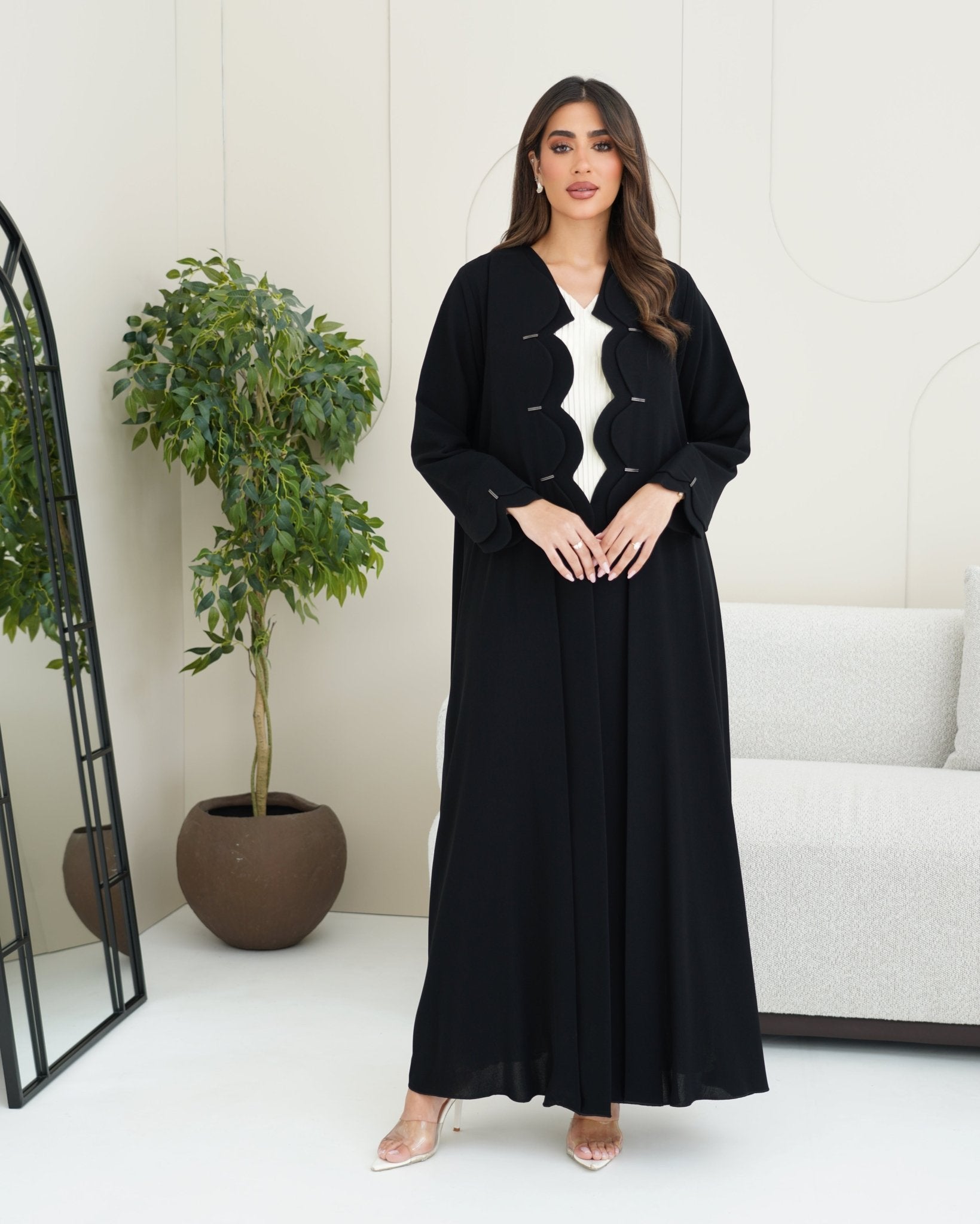 R252 Black Cutting Model Abaya for Women UAE – Abaya – Rutba Fashion Abaya