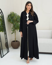 R252 Black Cutting Model Abaya for Women UAE – Abaya – Rutba Fashion Abaya