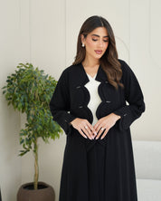 R252 Black Cutting Model Abaya for Women UAE – Abaya – Rutba Fashion Abaya