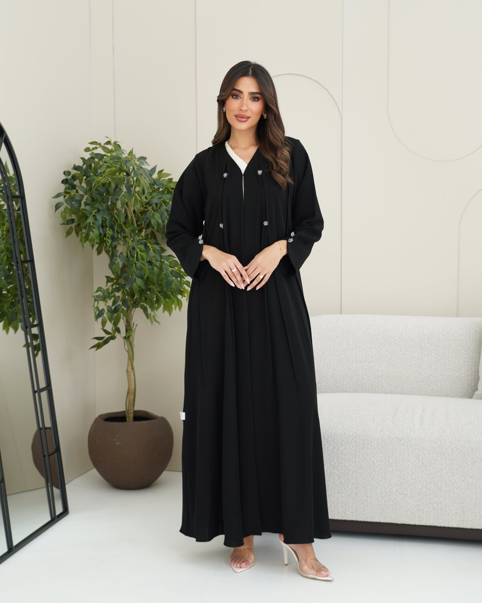 R253 Black classic Fshion Abaya set Abaya for Women UAE – Abaya – Rutba Fashion Abaya