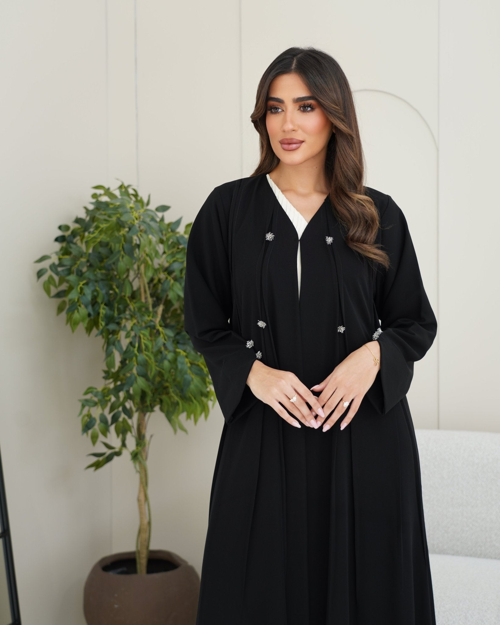 R253 Black classic Fshion Abaya set Abaya for Women UAE – Abaya – Rutba Fashion Abaya