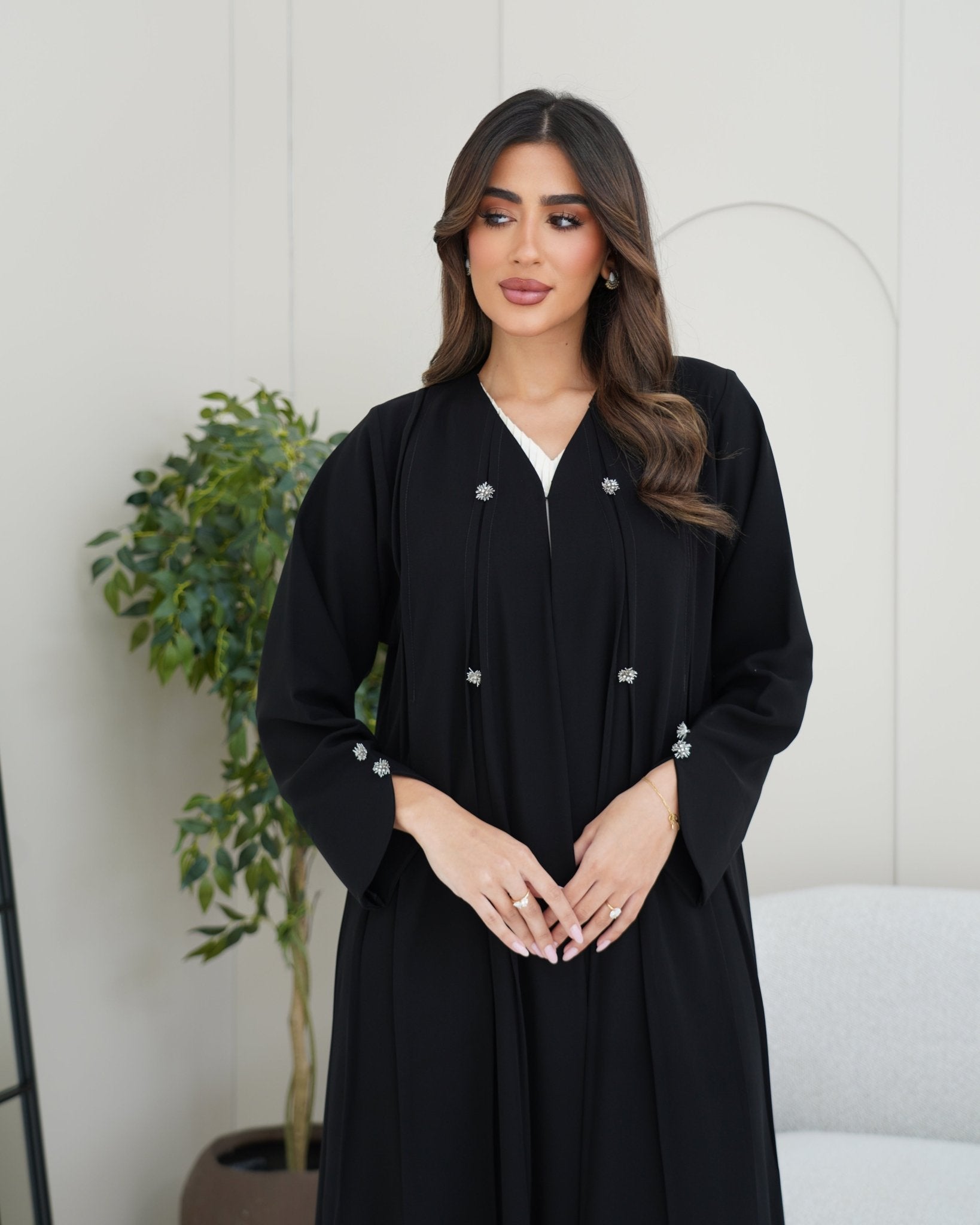R253 Black classic Fshion Abaya set Abaya for Women UAE – Abaya – Rutba Fashion Abaya