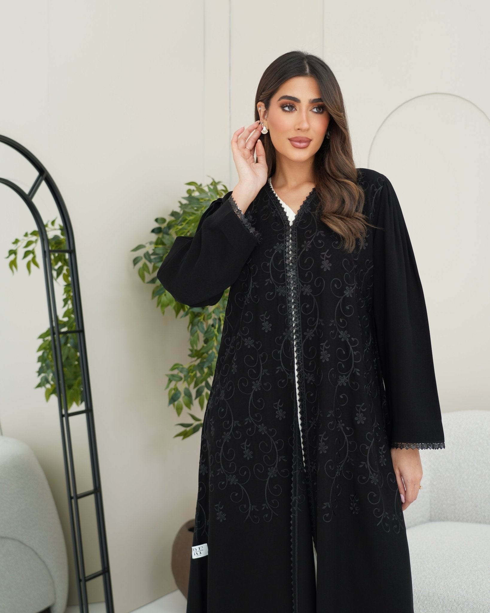 R254 Black Elegant Eid Abaya Set Abaya for Women UAE – Abaya – Rutba Fashion Abaya