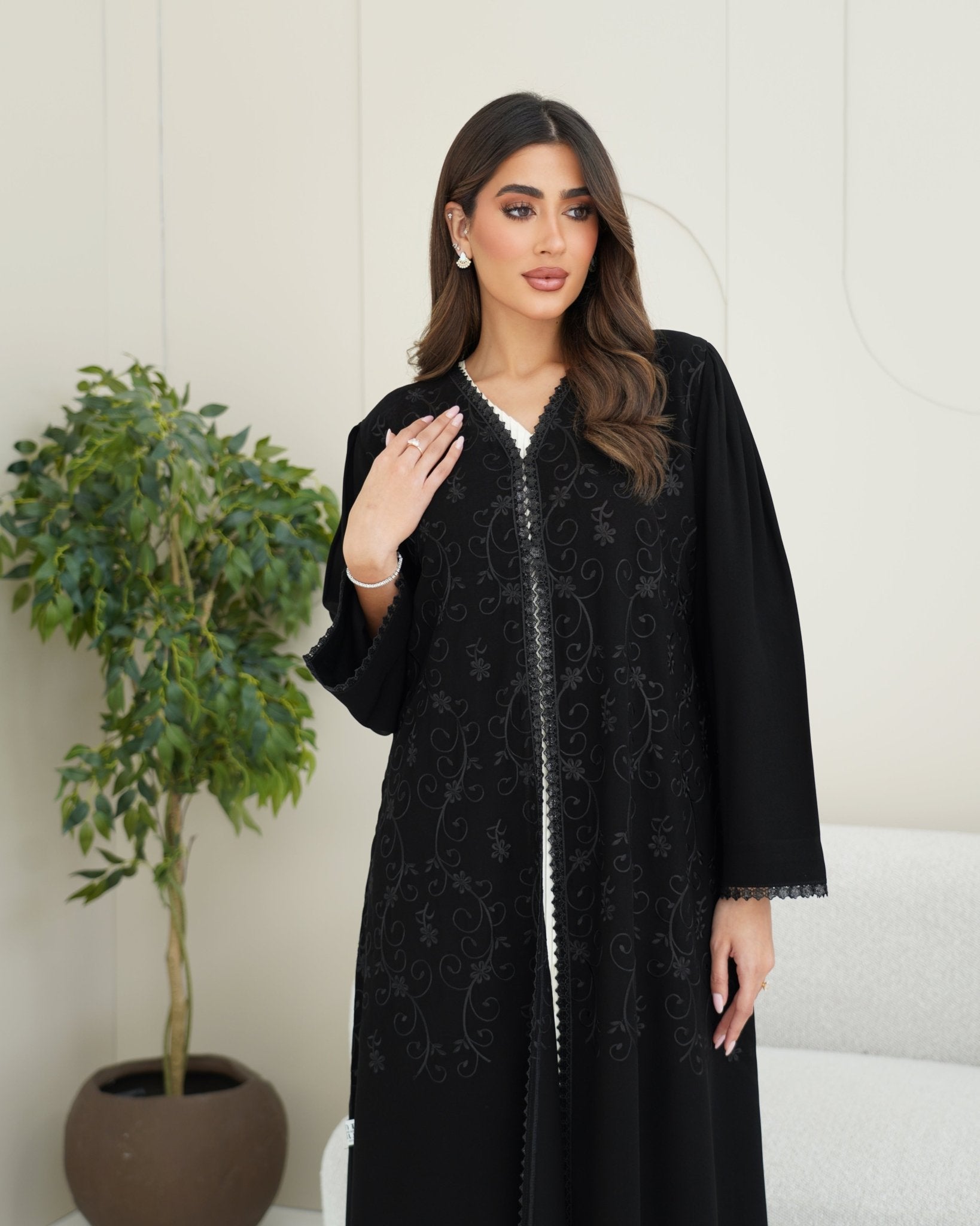 R254 Black Elegant Eid Abaya Set Abaya for Women UAE – Abaya – Rutba Fashion Abaya