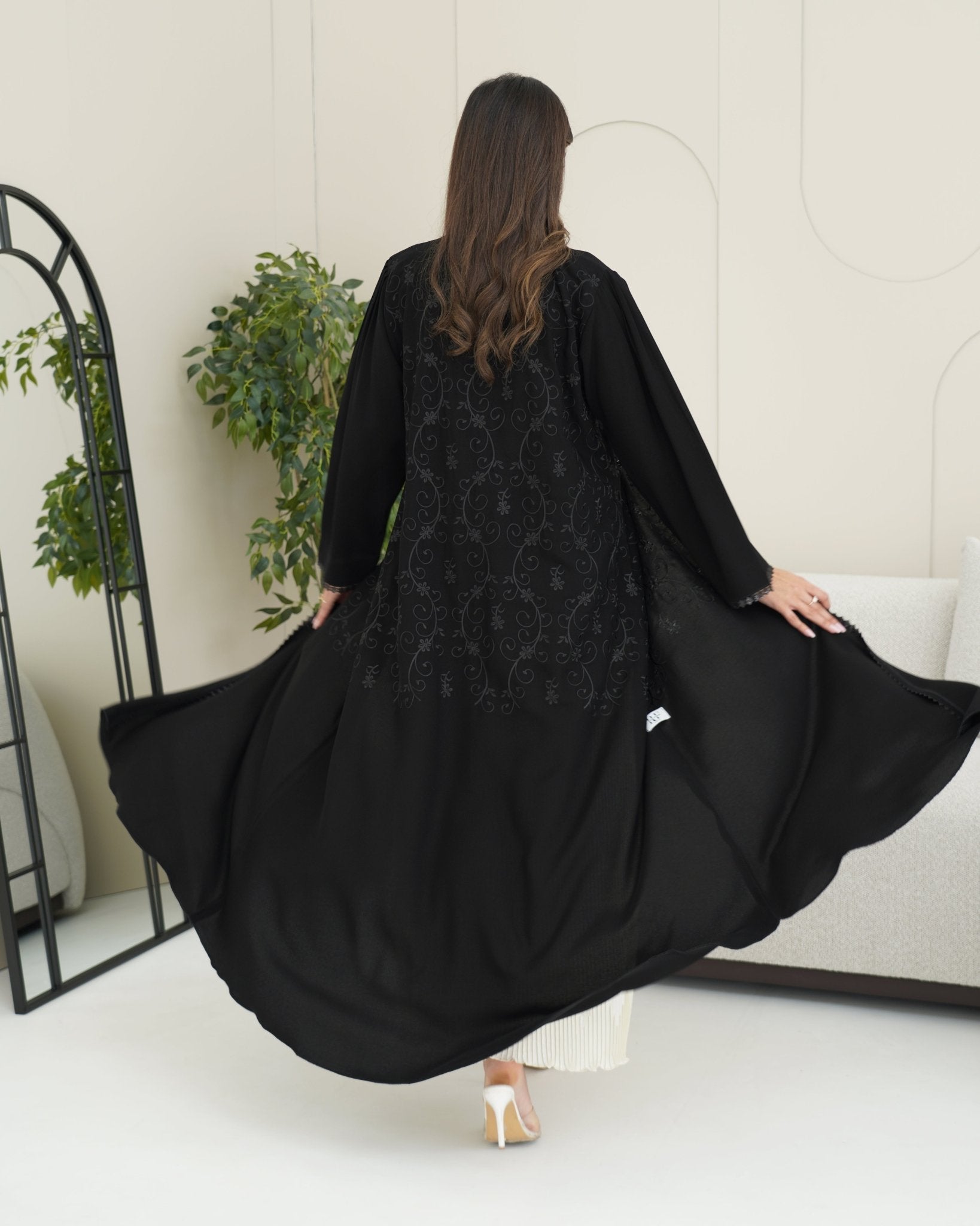 R254 Black Elegant Eid Abaya Set Abaya for Women UAE – Abaya – Rutba Fashion Abaya