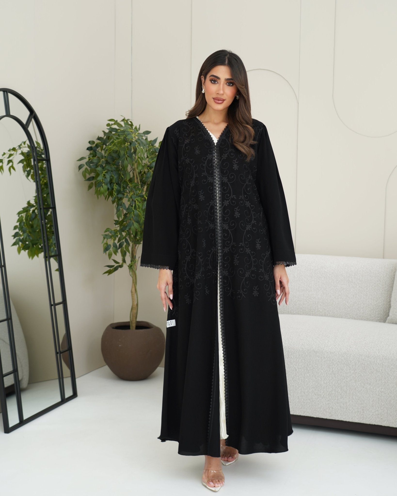 R254 Black Elegant Eid Abaya Set Abaya for Women UAE – Abaya – Rutba Fashion Abaya