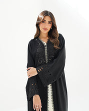 R255 Lazar cut Flower Dantel Black Abaya Abaya for Women UAE – Abaya – Rutba Fashion Abaya