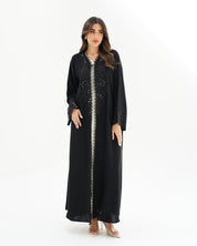R255 Lazar cut Flower Dantel Black Abaya Abaya for Women UAE – Abaya – Rutba Fashion Abaya