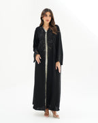R255 Lazar cut Flower Dantel Black Abaya Abaya for Women UAE – Abaya – Rutba Fashion Abaya