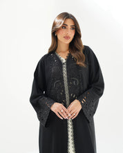 R255 Lazar cut Flower Dantel Black Abaya Abaya for Women UAE – Abaya – Rutba Fashion Abaya