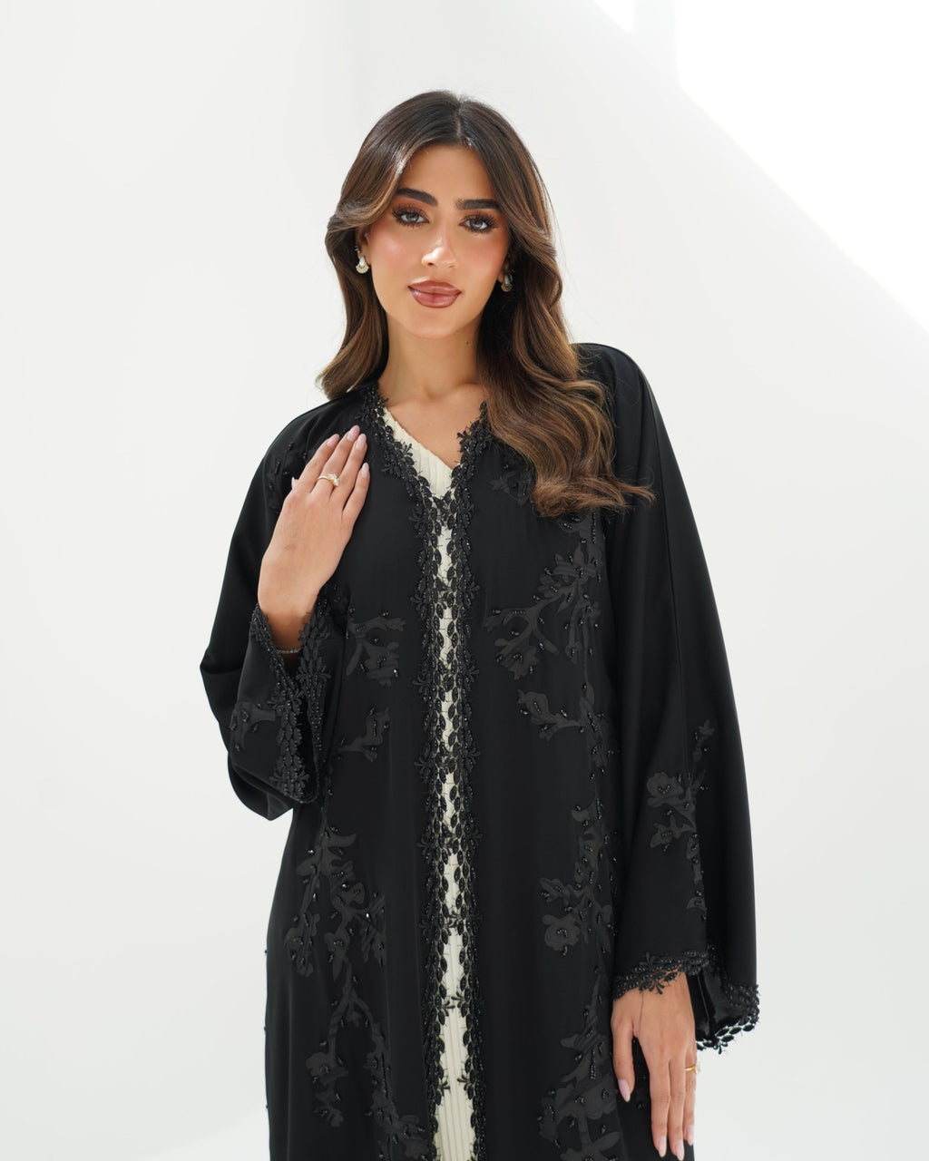 R257 Black Lazar Dantel Abaya for Eid Collcetion Abaya for Women UAE – Abaya – Rutba Fashion Abaya