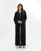 R257 Black Lazar Dantel Abaya for Eid Collcetion Abaya for Women UAE – Abaya – Rutba Fashion Abaya
