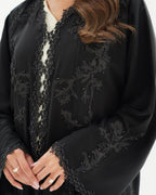 R257 Black Lazar Dantel Abaya for Eid Collcetion Abaya for Women UAE – Abaya – Rutba Fashion Abaya