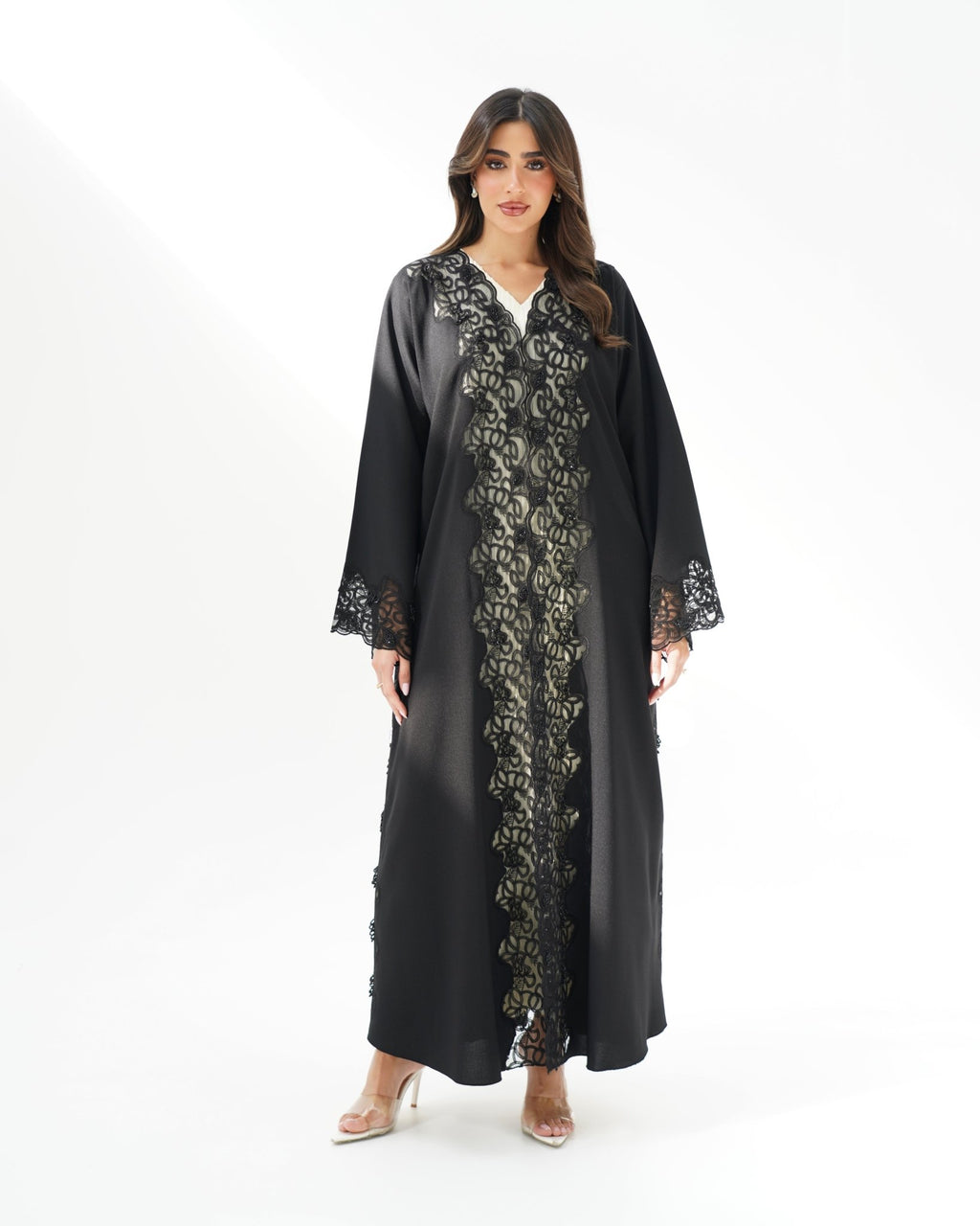 R258 Black Dantel Classic Abaya for Eid Collection Abaya for Women UAE – Abaya – Rutba Fashion Abaya