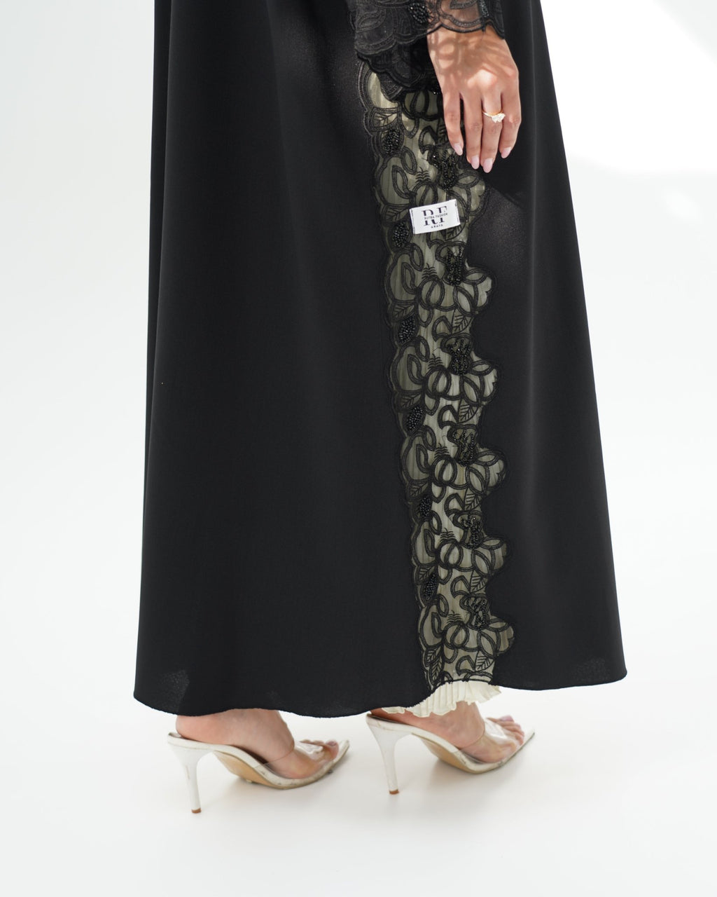 R258 Black Dantel Classic Abaya for Eid Collection Abaya for Women UAE – Abaya – Rutba Fashion Abaya