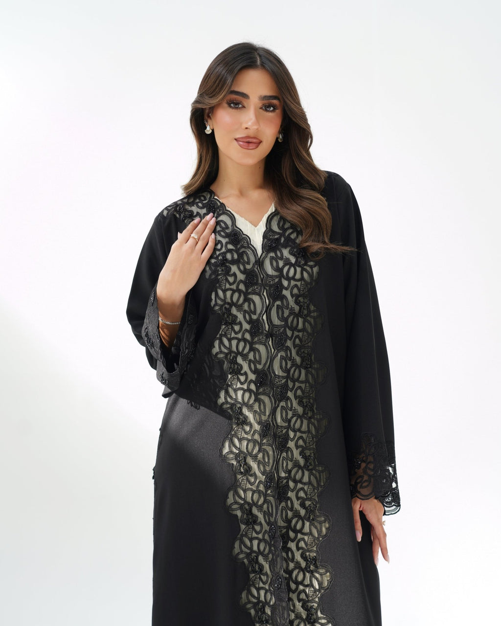 R258 Black Dantel Classic Abaya for Eid Collection Abaya for Women UAE – Abaya – Rutba Fashion Abaya