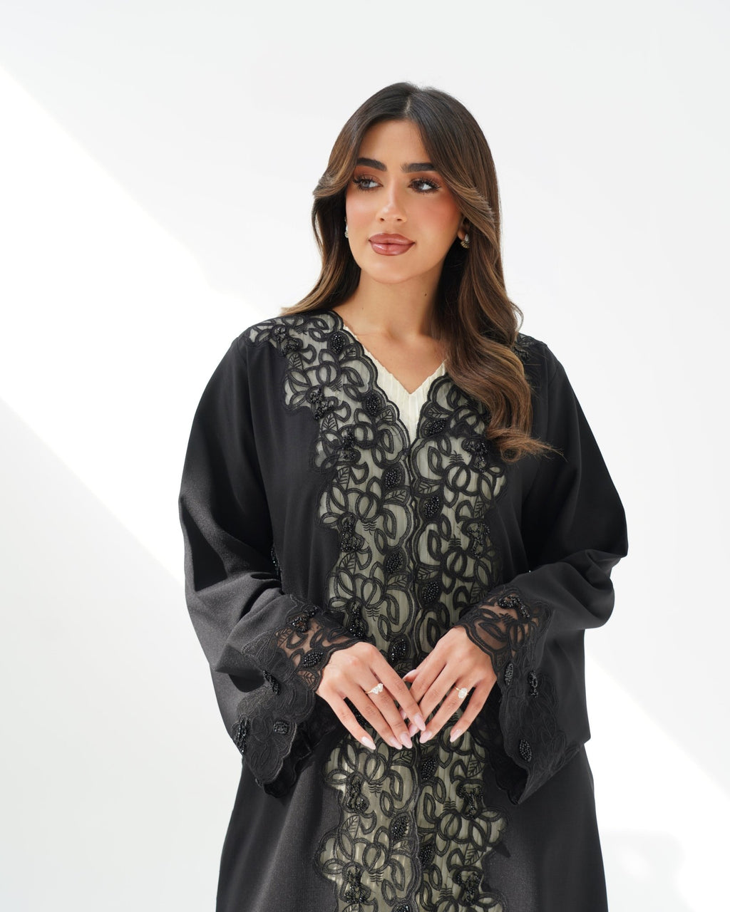 R258 Black Dantel Classic Abaya for Eid Collection Abaya for Women UAE – Abaya – Rutba Fashion Abaya