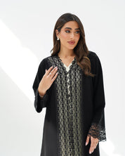 R260 Black Elegant Dantel Abaya For Eid Abaya for Women UAE – Abaya – Rutba Fashion Abaya