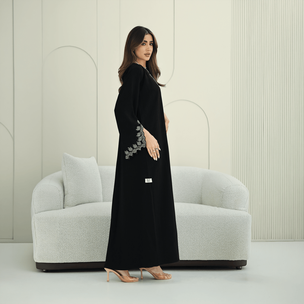 R265 Korean Barbie Abaya | Elegant Tarsiz & Bead Work Abaya Abaya for Women UAE – Abaya – Rutba Fashion Abaya