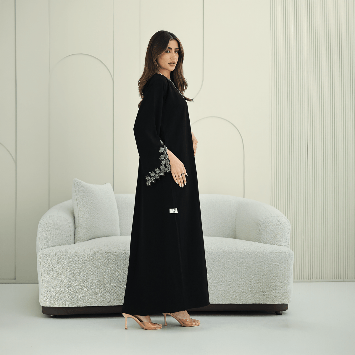 R265 Korean Barbie Abaya | Elegant Tarsiz & Bead Work Abaya Abaya for Women UAE – Abaya – Rutba Fashion Abaya