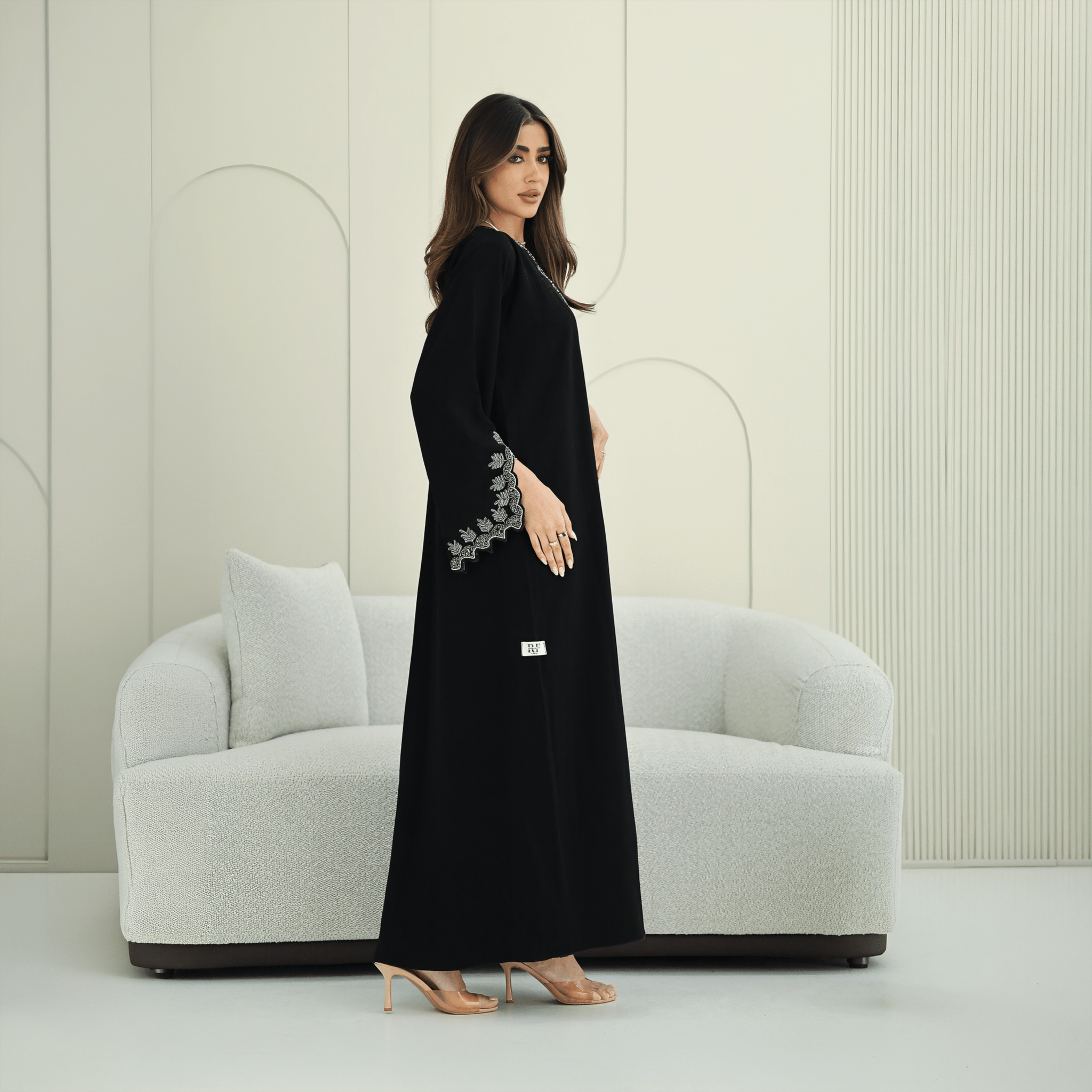 R265 Korean Barbie Abaya | Elegant Tarsiz & Bead Work Abaya Abaya for Women UAE – Abaya – Rutba Fashion Abaya