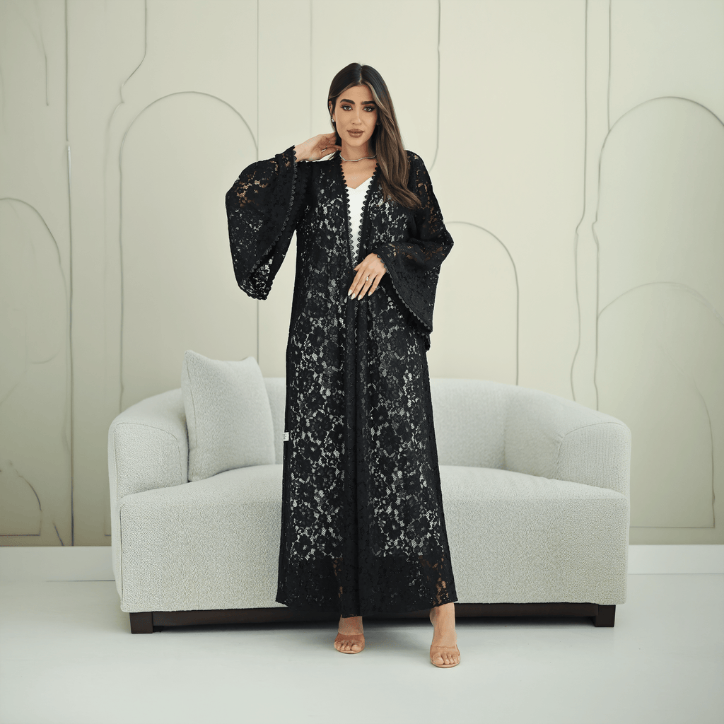 R266 3D Rose Flower Abaya Abaya for Women UAE – Abaya – Rutba Fashion Abaya