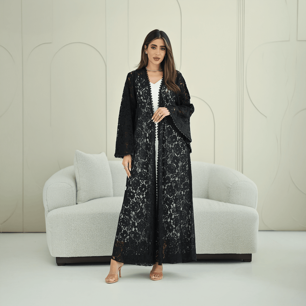 R266 3D Rose Flower Abaya Abaya for Women UAE – Abaya – Rutba Fashion Abaya