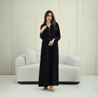 R267 3D Button & French Lace Elegant Abaya Abaya for Women UAE – Abaya – Rutba Fashion Abaya
