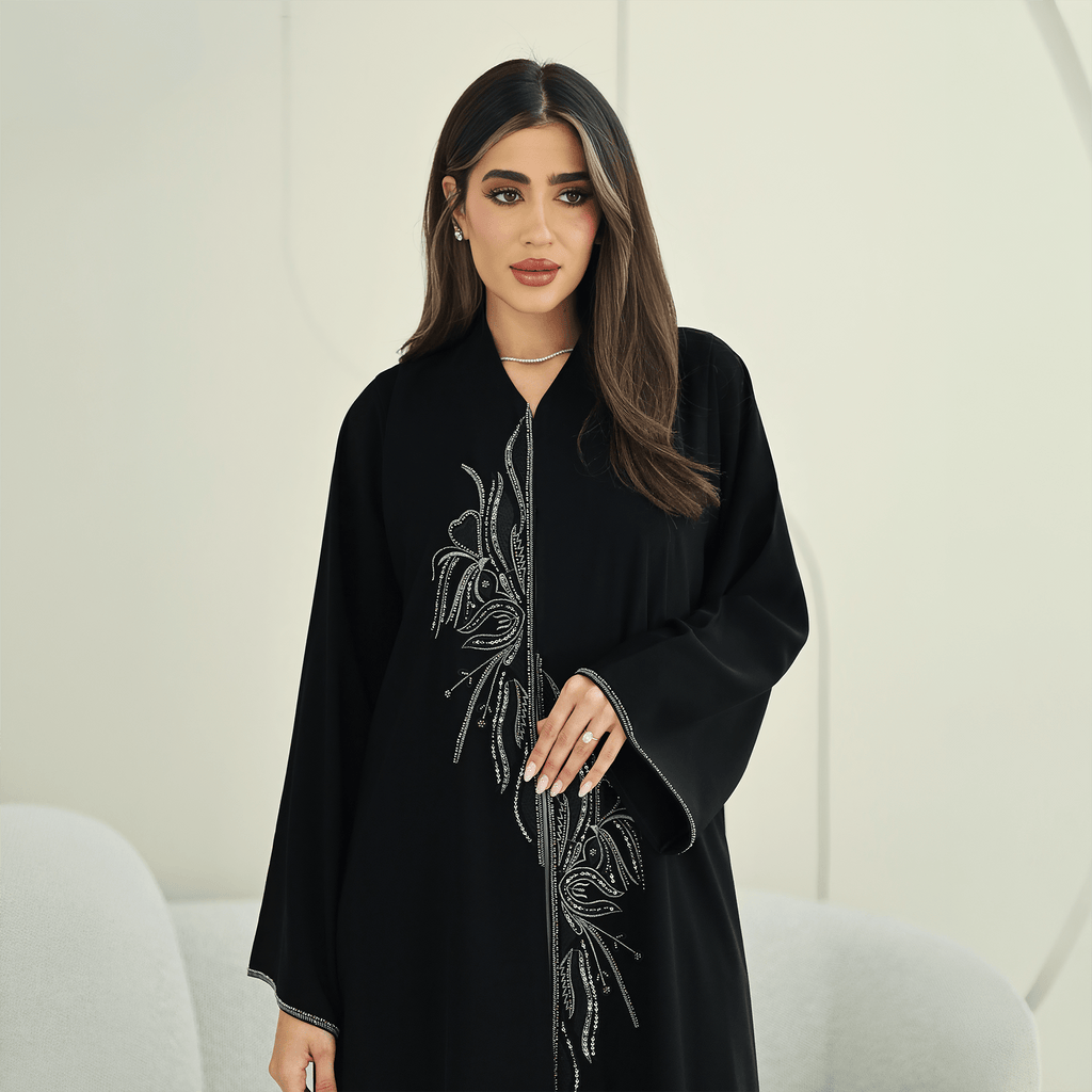 R268 Zari Embroidery Handmade Abaya Abaya for Women UAE – Abaya – Rutba Fashion Abaya