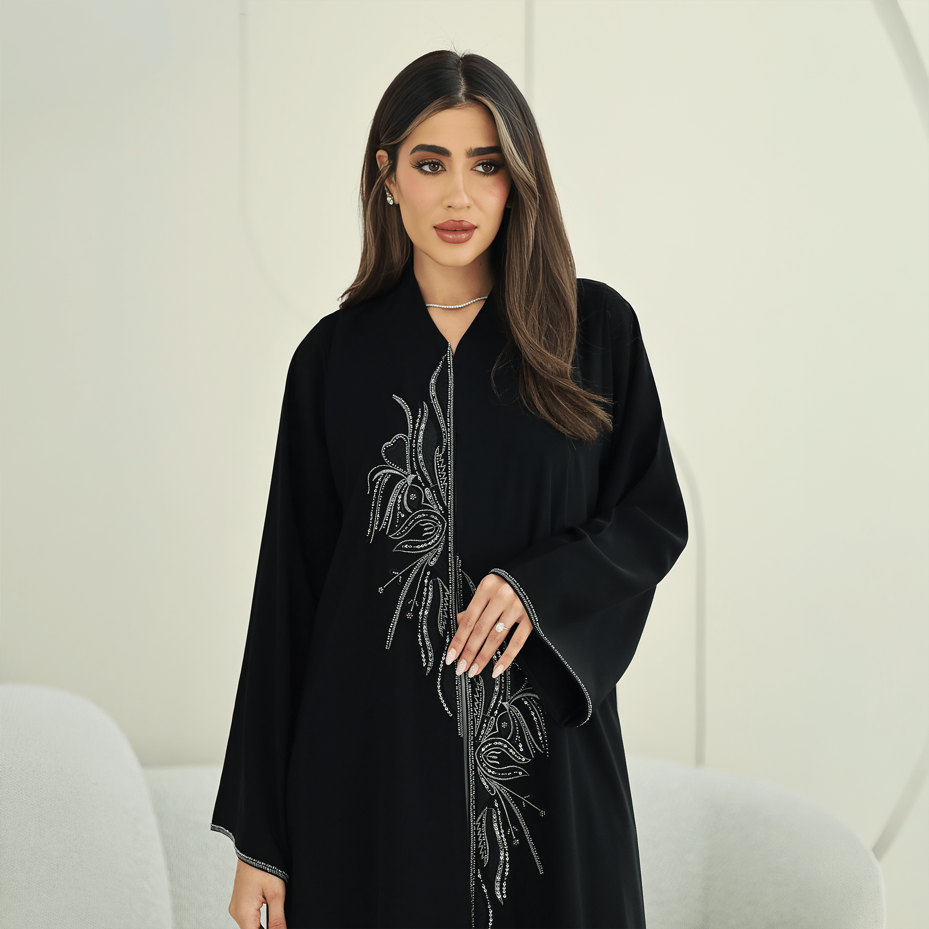 R268 Zari Embroidery Handmade Abaya Abaya for Women UAE – Abaya – Rutba Fashion Abaya