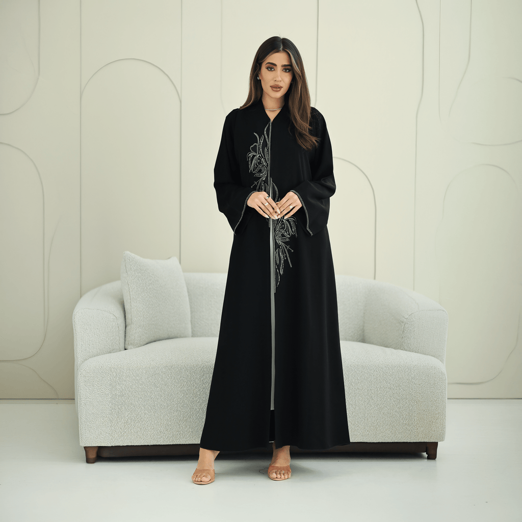 R268 Zari Embroidery Handmade Abaya Abaya for Women UAE – Abaya – Rutba Fashion Abaya