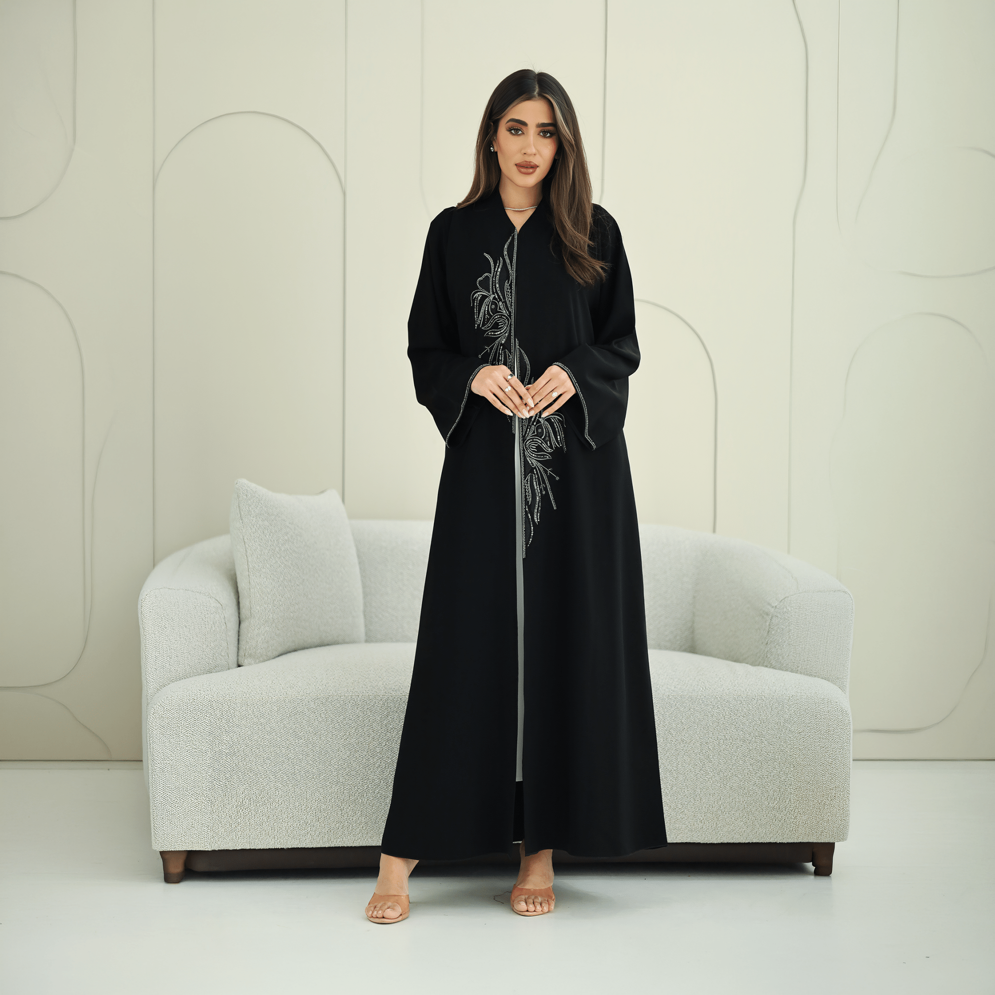 R268 Zari Embroidery Handmade Abaya Abaya for Women UAE – Abaya – Rutba Fashion Abaya