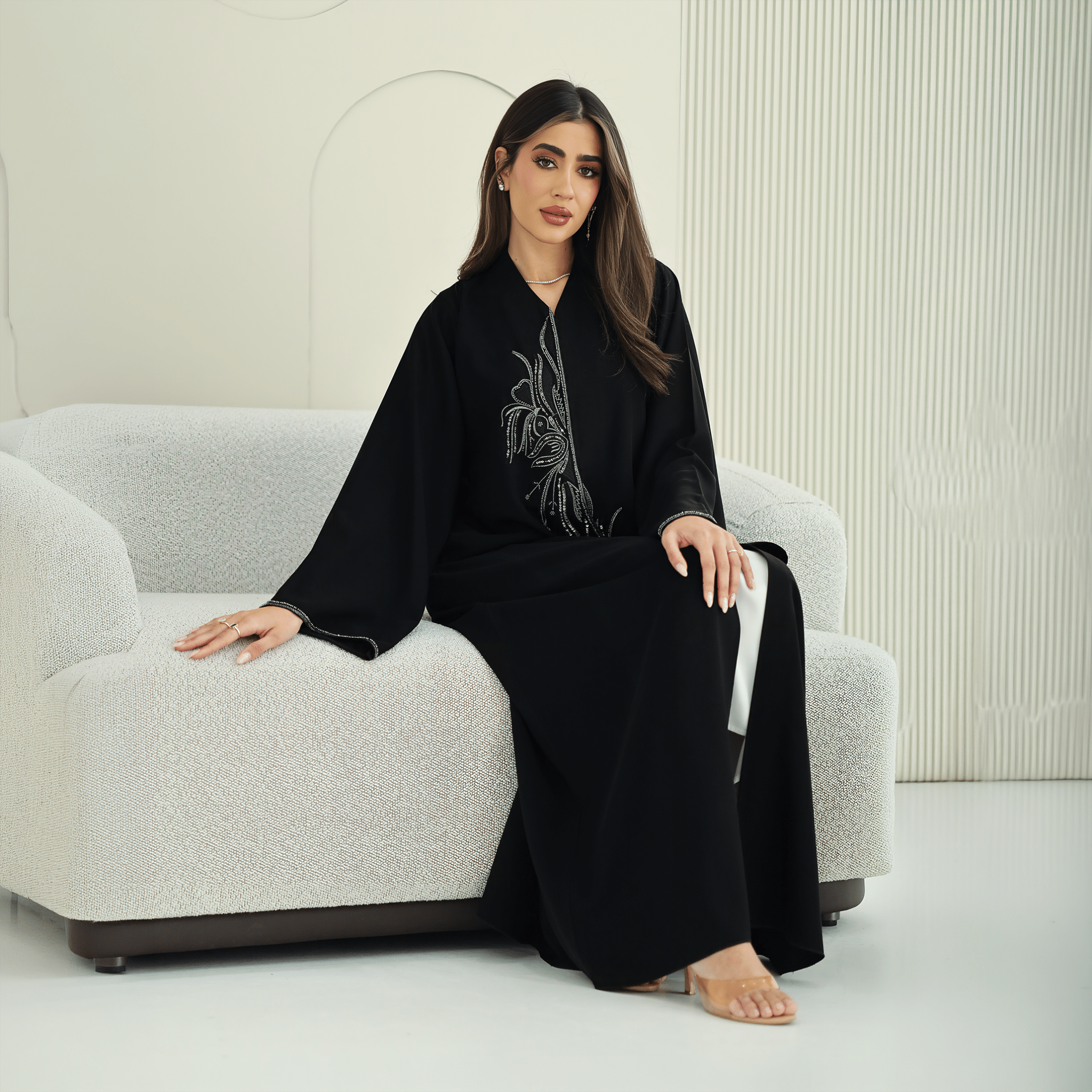 R268 Zari Embroidery Handmade Abaya Abaya for Women UAE – Abaya – Rutba Fashion Abaya