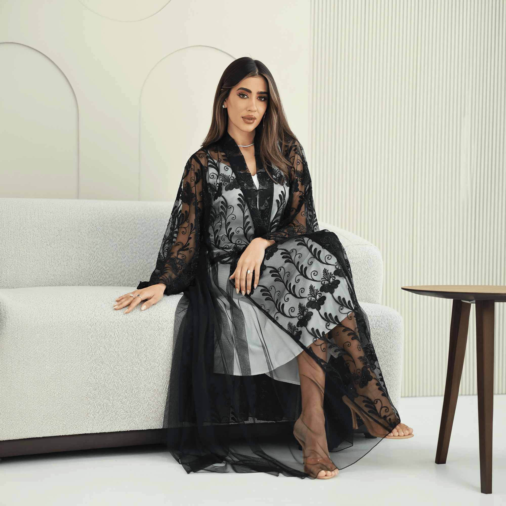 R269 Arabian Model Black Stone Work Abaya Abaya for Women UAE – Abaya – Rutba Fashion Abaya