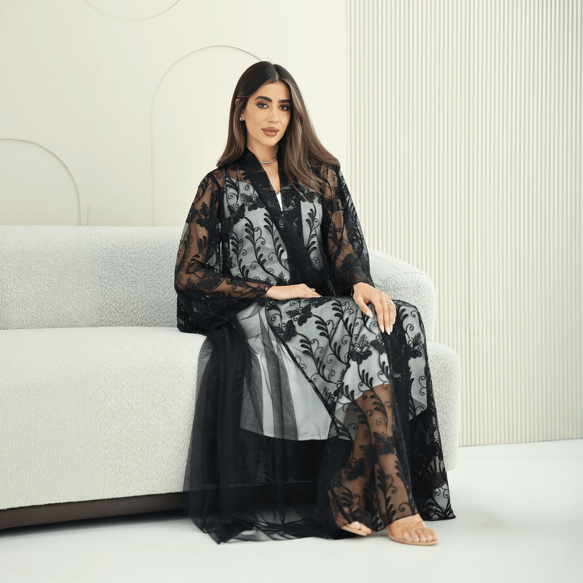 R269 Arabian Model Black Stone Work Abaya Abaya for Women UAE – Abaya – Rutba Fashion Abaya