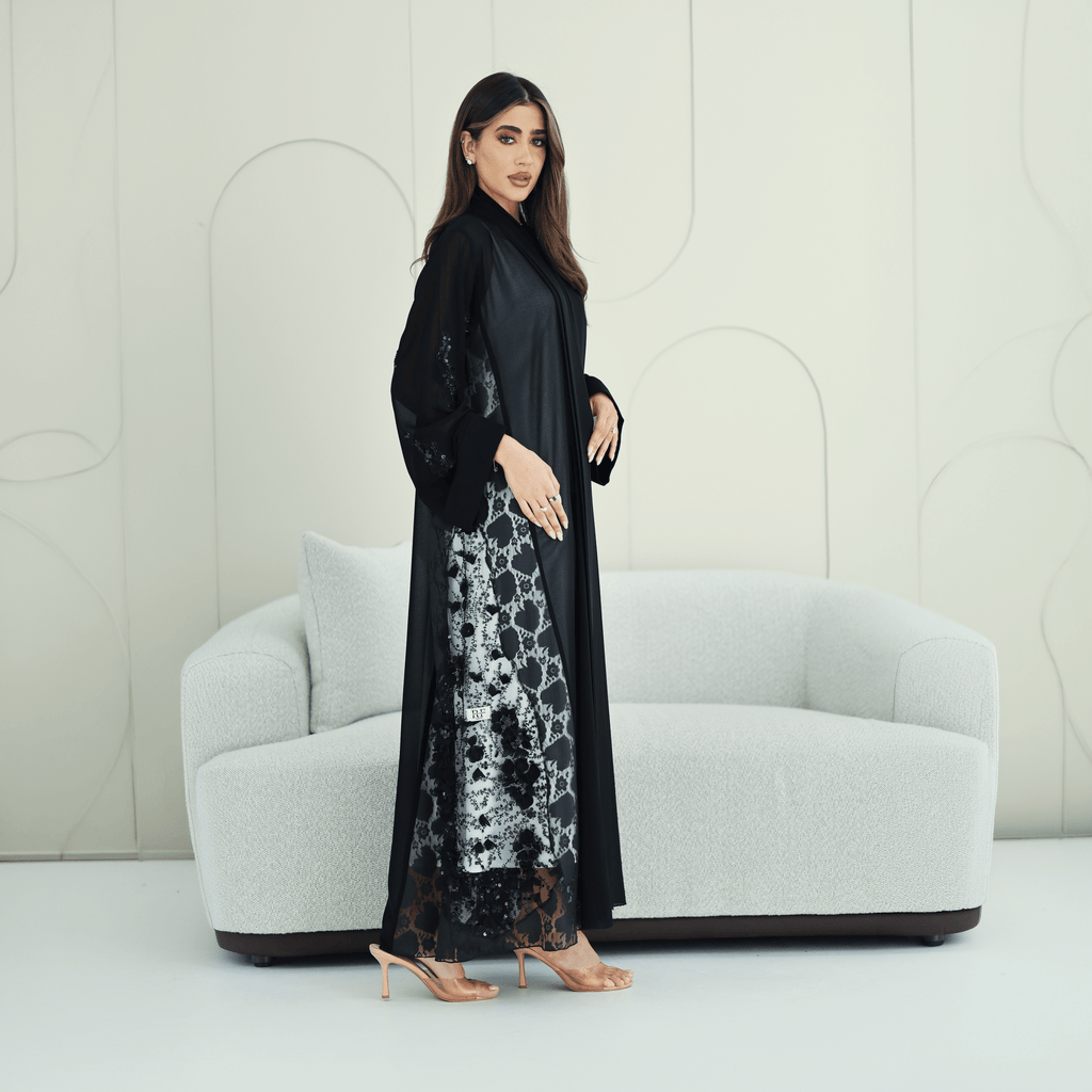 R270 5D Flower & Bead Work Elegant Abaya Abaya for Women UAE – Abaya – Rutba Fashion Abaya