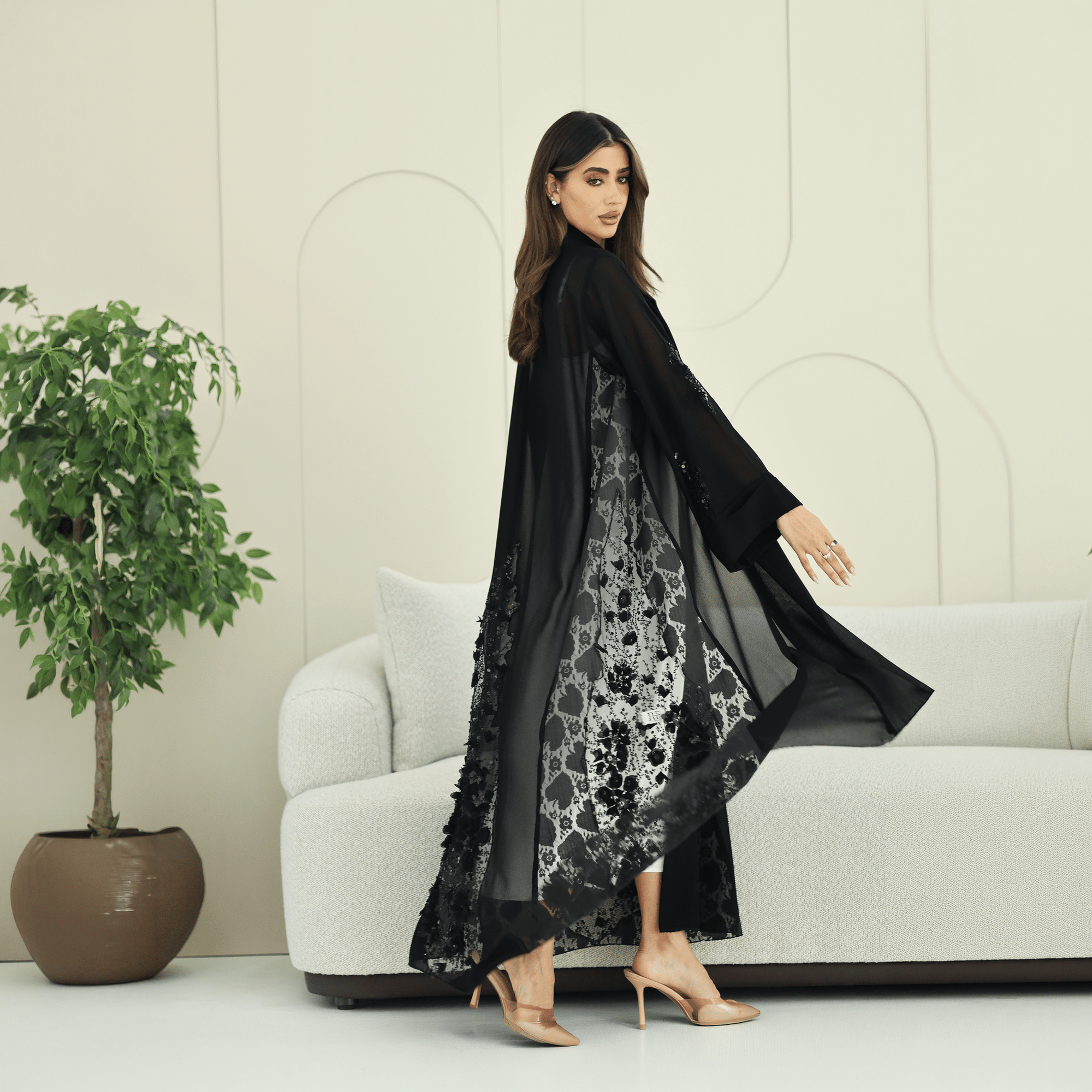 R270 5D Flower & Bead Work Elegant Abaya Abaya for Women UAE – Abaya – Rutba Fashion Abaya