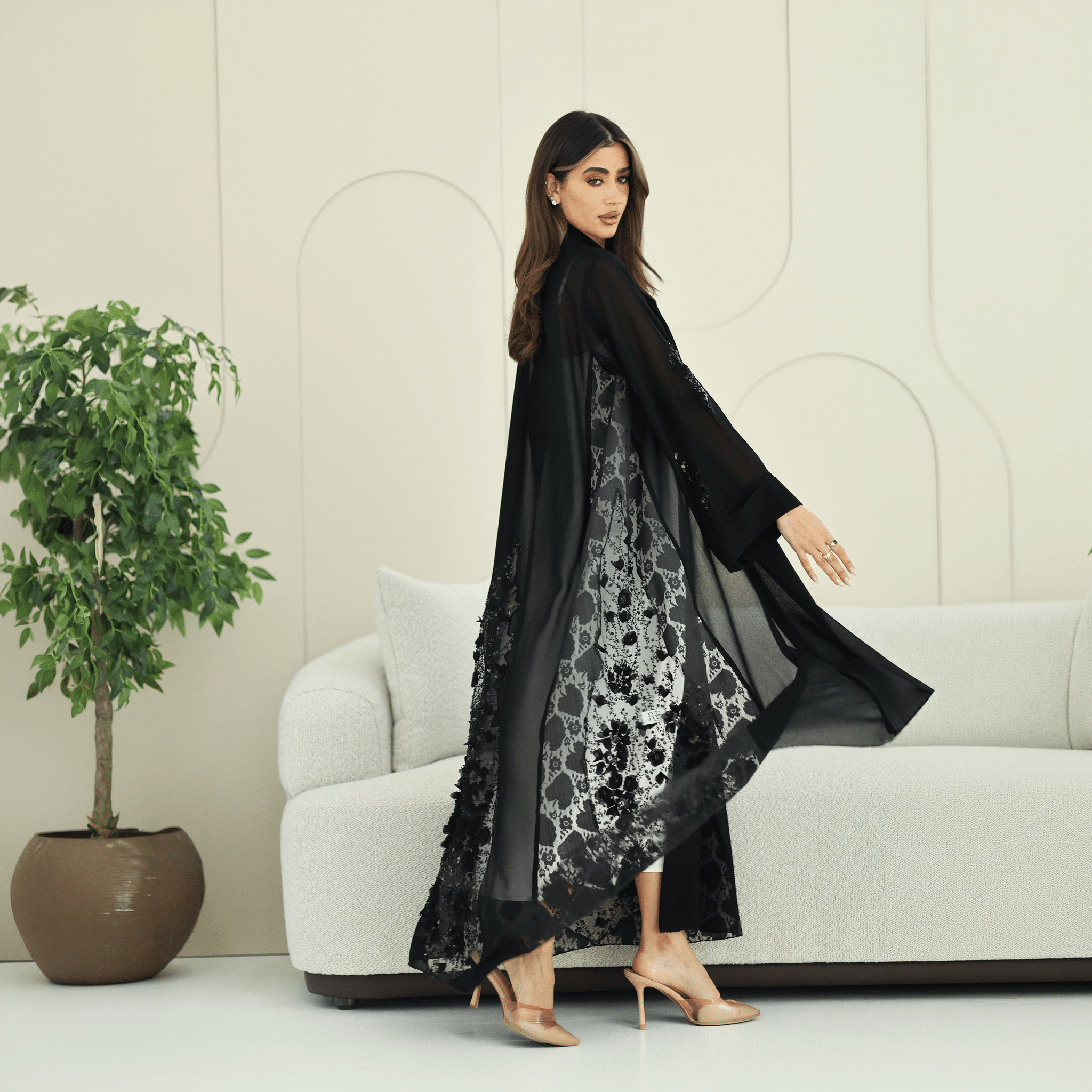 R270 5D Flower & Bead Work Elegant Abaya Abaya for Women UAE – Abaya – Rutba Fashion Abaya