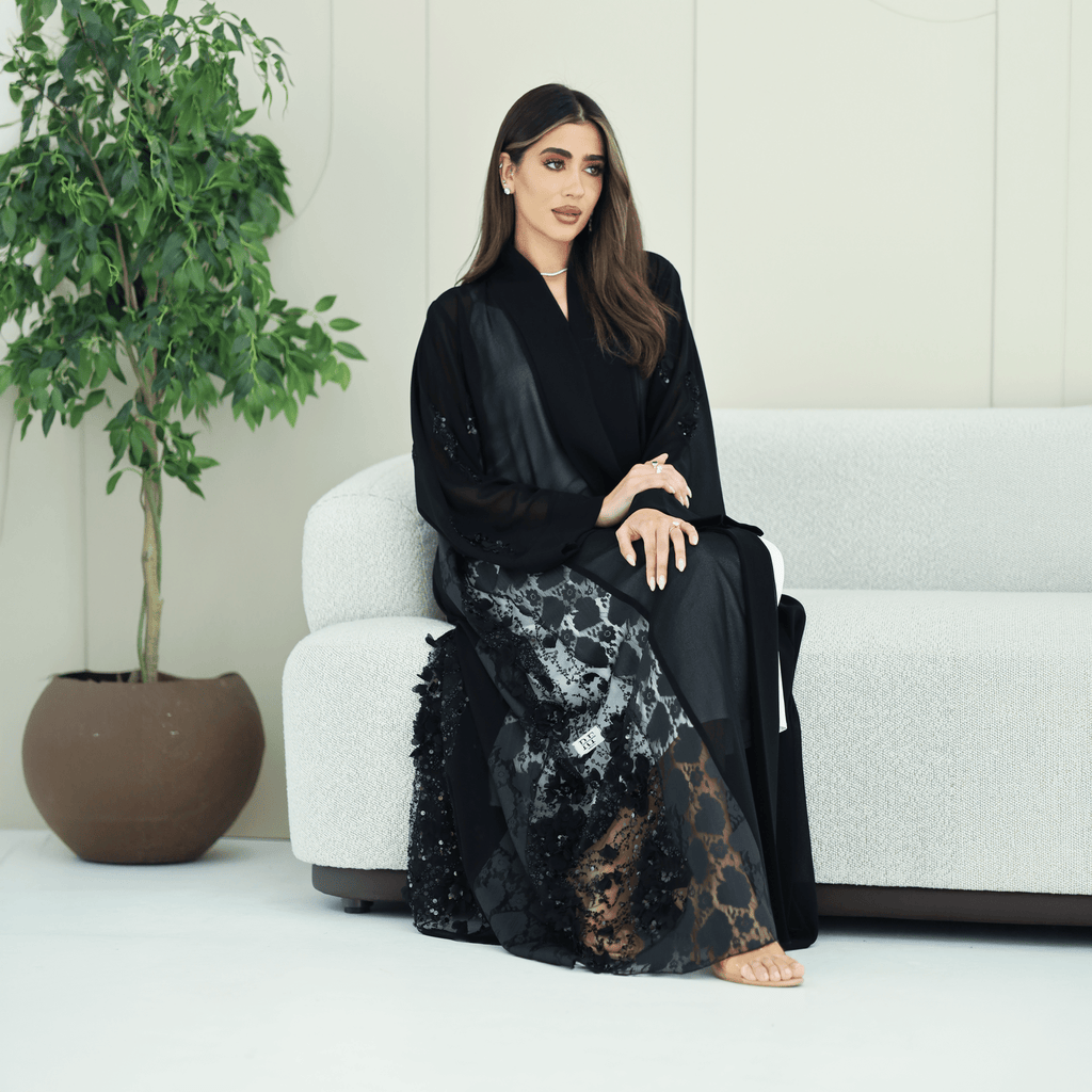 R270 5D Flower & Bead Work Elegant Abaya Abaya for Women UAE – Abaya – Rutba Fashion Abaya