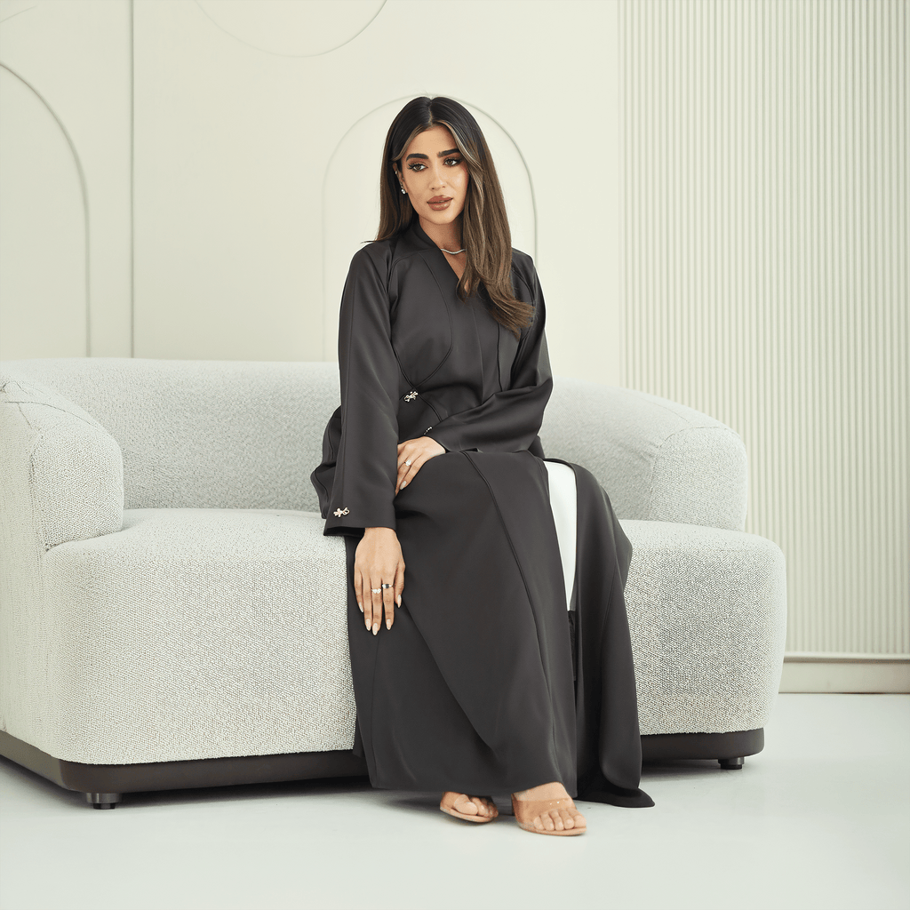 R272 Pocket Style with 5D Stone Button Detail Abaya for Women UAE – Abaya – Rutba Fashion Abaya