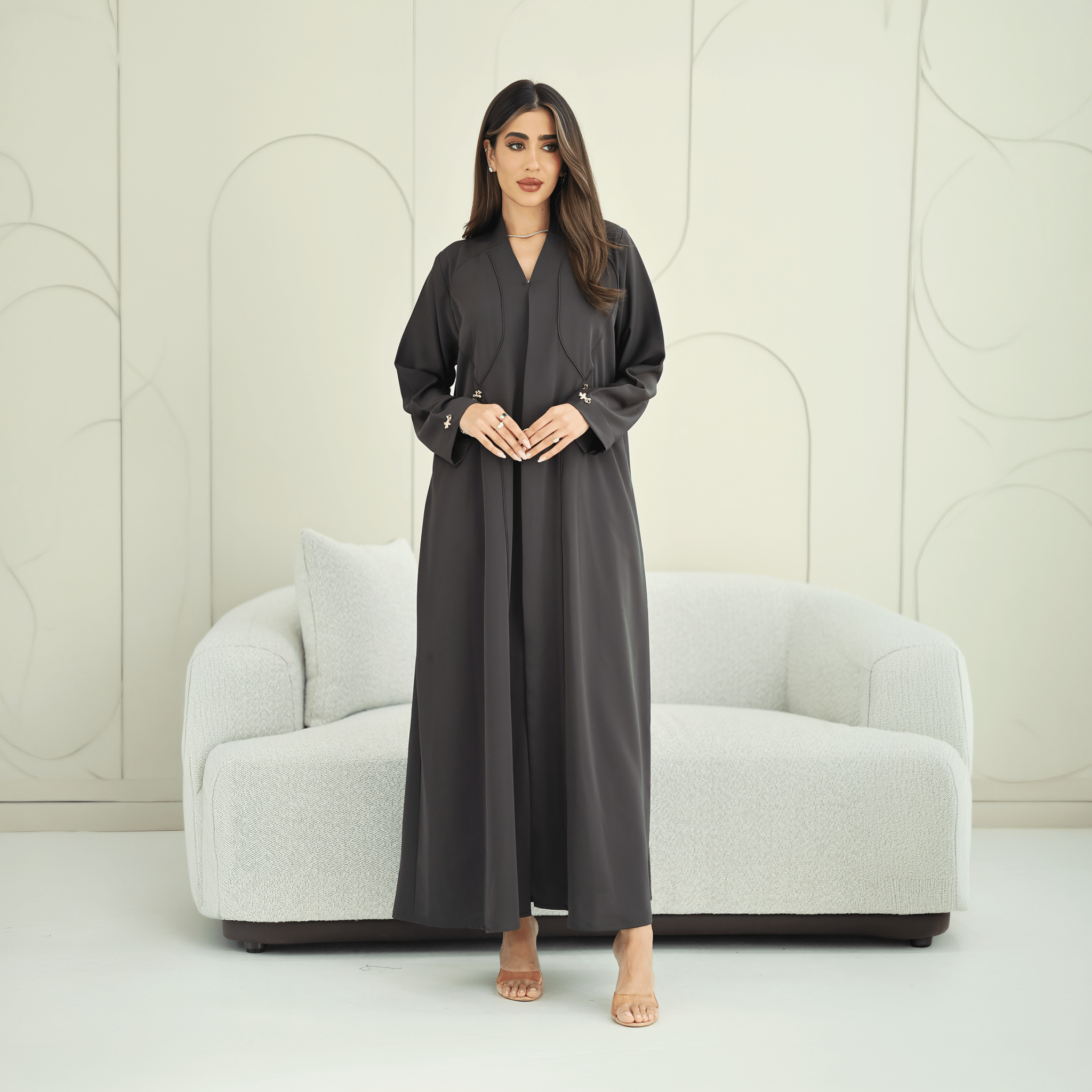 R272 Pocket Style with 5D Stone Button Detail Abaya for Women UAE – Abaya – Rutba Fashion Abaya