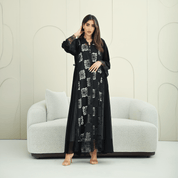 R273 Dantail Chiffon Abaya – Bead Work & Embroidered Design Abaya for Women UAE – Abaya – Rutba Fashion Abaya