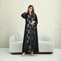 R273 Dantail Chiffon Abaya – Bead Work & Embroidered Design Abaya for Women UAE – Abaya – Rutba Fashion Abaya