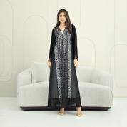 R274 | Luxury Dantail Abaya – Stone & Lace Embellished Abaya for Women UAE – Abaya – Rutba Fashion Abaya