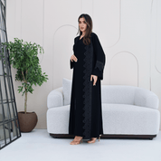 R276 | Laser Cutting Lace with Stone Work Abaya Abaya for Women UAE – Abaya – Rutba Fashion Abaya