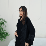 R276 | Laser Cutting Lace with Stone Work Abaya Abaya for Women UAE – Abaya – Rutba Fashion Abaya