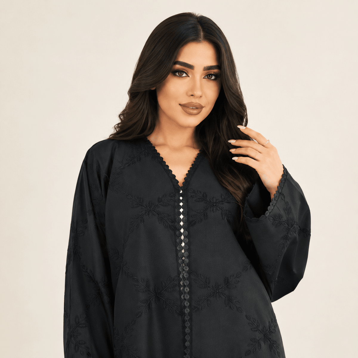 R277 | Luxury – Floral Embroidery Abaya Abaya for Women UAE – Abaya – Rutba Fashion Abaya